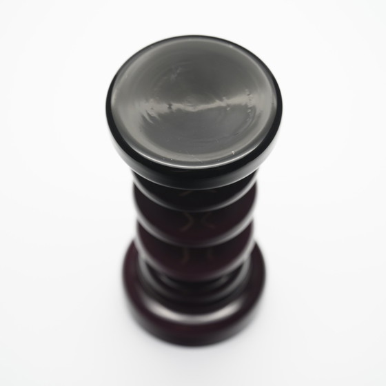 Image 1 of Karl Friedrich Kristallglaswerk Set de vases en verre ciselé avec boîte à couvercle et faucon MCM
