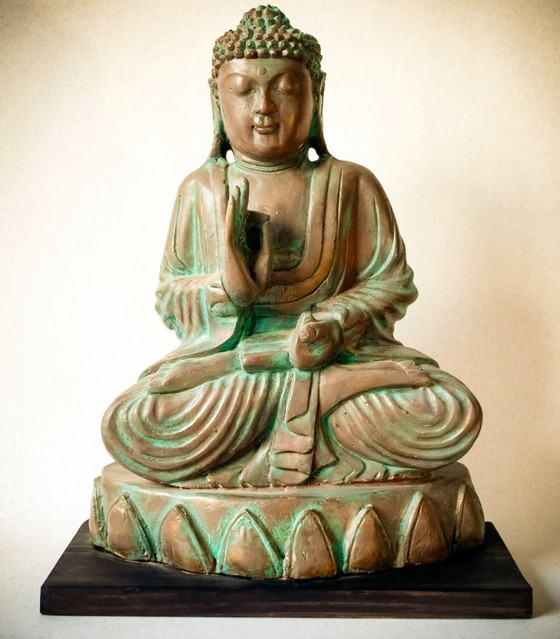 Image 1 of Praying Buddha sculpture. Buddha figure praying. Buddha praying. Siddhartha gautama.