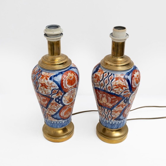 Pair of Imari Porcelain Vases with Gilt Bronze Mounts, Japan, Meiji Period – Table lamps (photo 7 of 7)