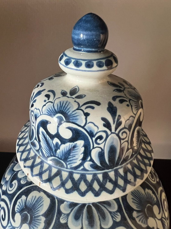 Delfts Blauw piccolo vaso con coperchio, Vasi, Ceramica, Blu (foto 4 di 8)