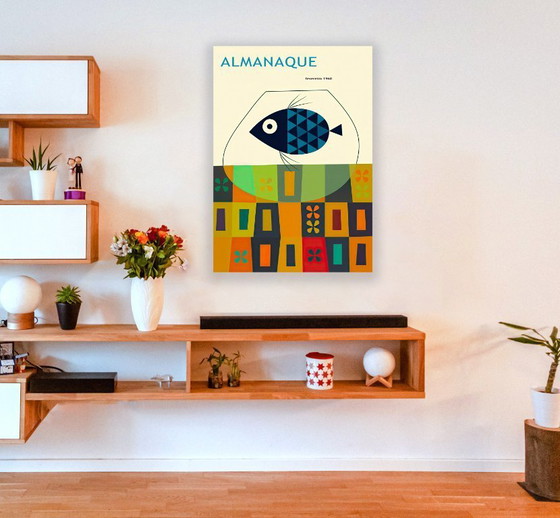 Image 1 of Almanaque febbraio 1960, del disegnatore portoghese Sebastião Rodrigues - Poster 50×70 cm