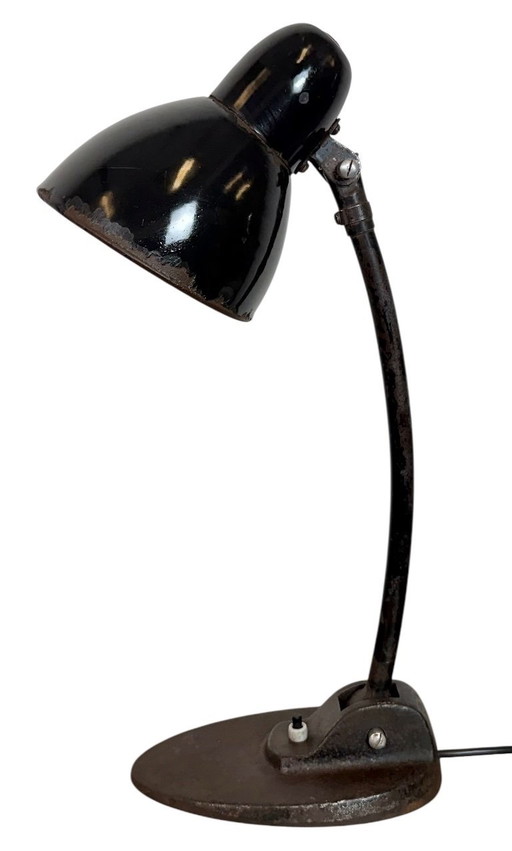 Industrial Black Enamel Bauhaus Desk Lamp, 1930s