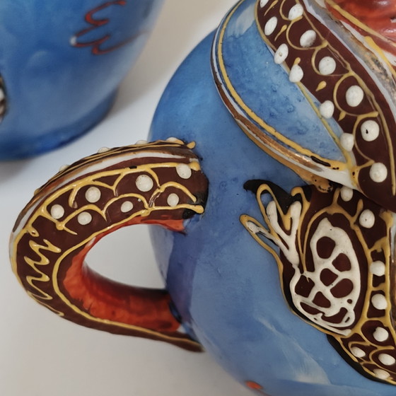 Image 1 of Juego de té japonés Dragonware para 6 personas – Juego decorado con Blue Moriage