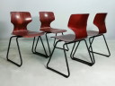 4x FLÖTOTTO Bijzetstoelen PAGWOOD Stoelenset 70e eeuw zwart VINTAGE Industrieel Design Gegoten Zitting