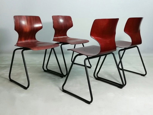 4x sedia laterale FLÖTOTTO PAGWOOD set di sedie anni '70 nere VINTAGE design industriale seduta modellata