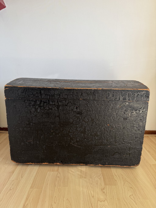 Black wooden storage chest