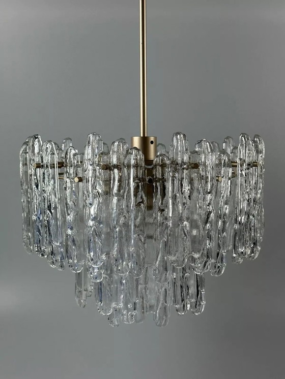 Image 1 of 60s 70s plafondlamp kroonluchter Kinkeldey Duitsland Space Age glas ontwerp