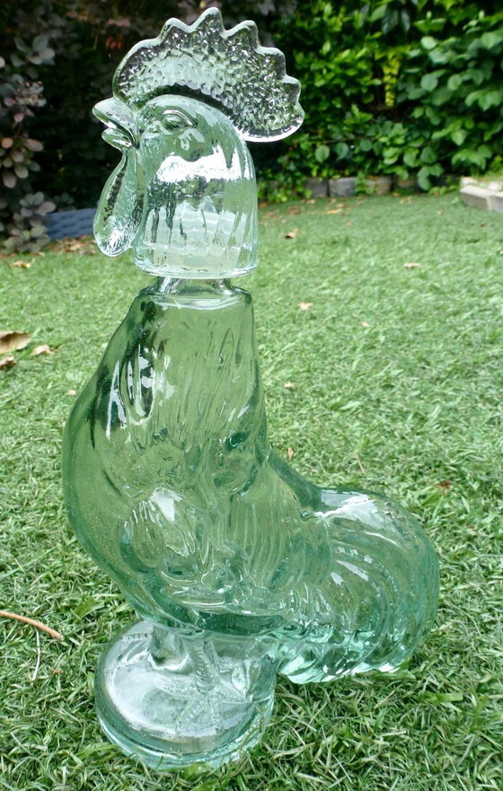 Image 1 of 2x Vintage Glazen karaffen in de vorm van Hond en Haan.