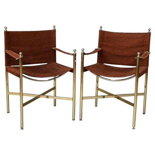 SQ-AL Stoelen van Willy Rizzo voor Maison Willy Rizzo – Messing Versie 1970 Set van 2