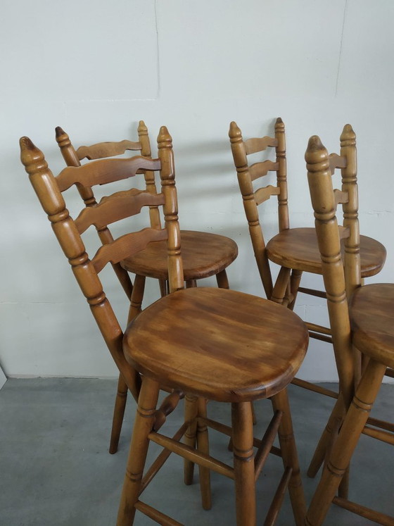 Image 1 of Set Van 4 Jaren Vintage 70 'Farmhouse Style' of Brutalist Style Barkrukken