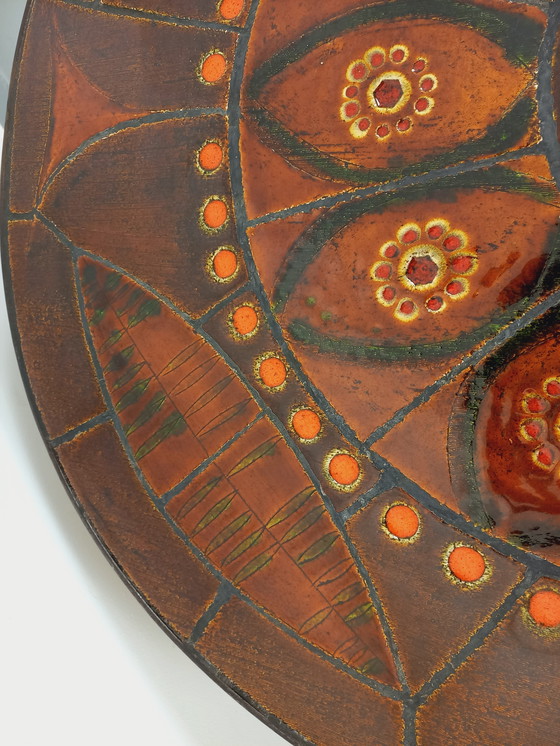 Image 1 of Tavolino da caffè rotondo vintage anni '60-'70 di Raymond Corroyez in ceramica e acciaio