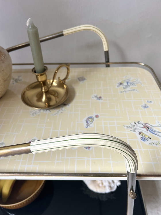 Image 1 of Serving trolley bar cart 1950s/60s with glass shelves