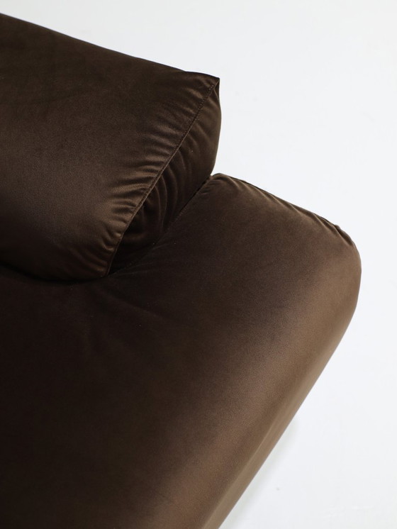 Image 1 of Cassina Fiandra Elements Sofa und Sessel, brauner Samt, 1970er Jahre