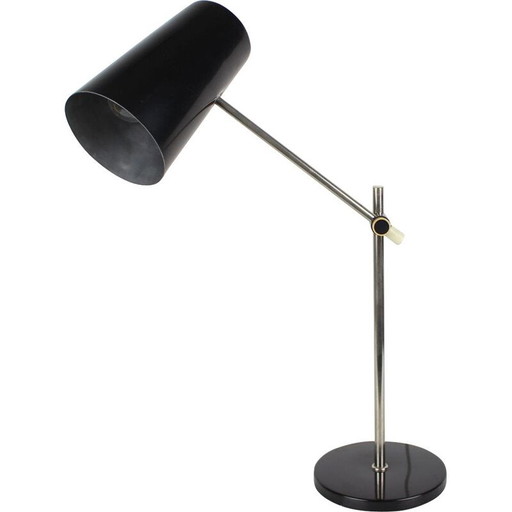 Lámpara de mesa negra de mediados de siglo, Alemania, década de 1970