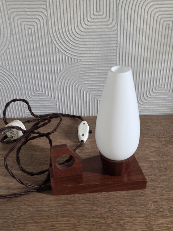 Lampada da tavolo vintage Mid-Century – Lampade da tavolo, Wood, Glass (photo 2 of 7)