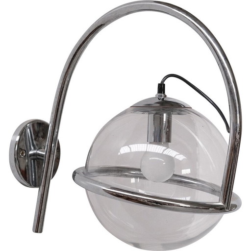 Vintage chrome and clear glass wall lamps by Kinkeldey, 1970s