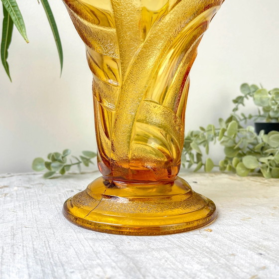 Vintage amberkleurige glazen vaas – Vazen, Glass (photo 3 of 9)