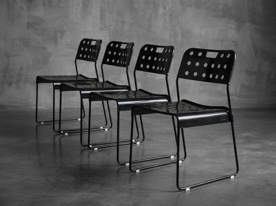 4 Original Vintage Black Omstak Chairs by Rodney Kinsman (Black Frame) – Bieffeplast, Dining chairs, Metal (photo 4 of 21)