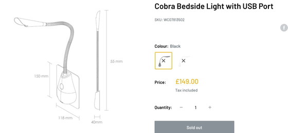 Image 1 of Innermost Cobra Nude White 45cm USB-Wandleuchte Neu Versiegelte Box UVP 149 £