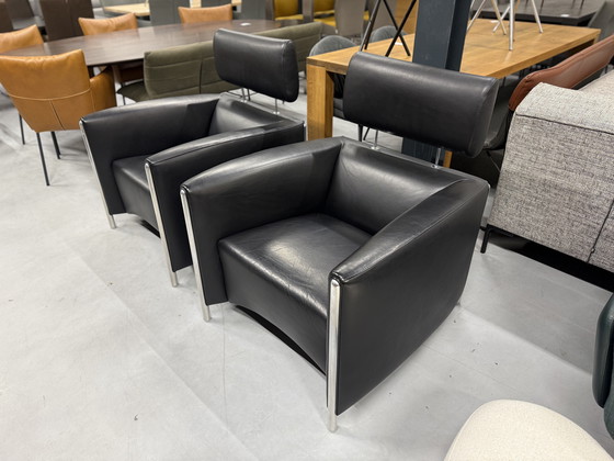 Image 1 of 2 poltrone Leolux Goncharov in pelle nera