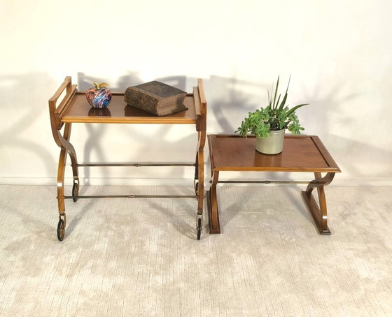 ✨ Bellissima coppia di tavoli vintage in teak – Carrello bar & tavolino – Benoit-Guyot Lyon ✨ – Benoit Guyot (photo 5 of 20)