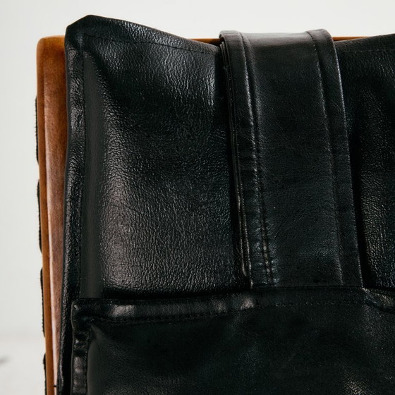 Image 1 of MK11199 Poltrona in faggio con rivestimento in pelle