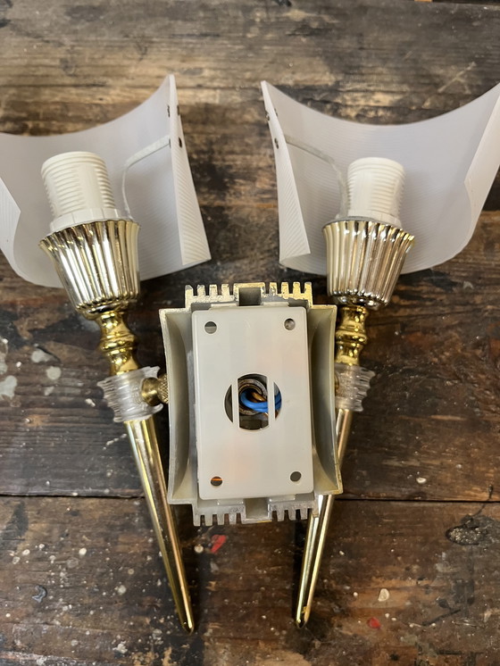 Image 1 of Set of Double Vintage Hollywood Regency Wall Lights