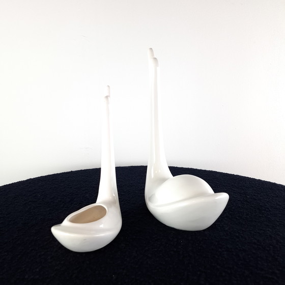 Image 1 of Set di cigni astratti vintage in ceramica bianca degli anni '60/'70