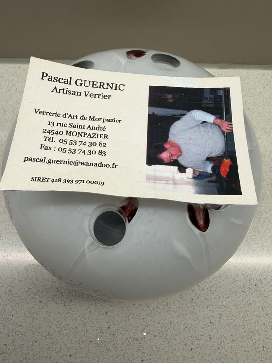 Pascal Guernic – Pique-Fleurs / Vase Boule Firmato – Monpazier – Con Certificato Originale (photo 11 of 12)