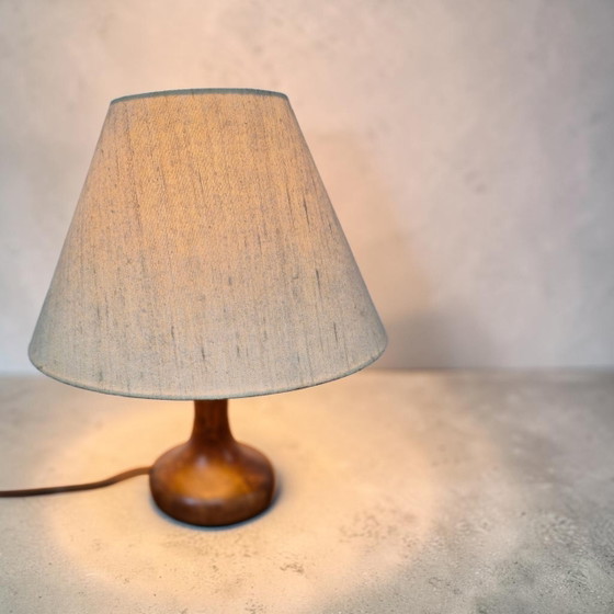 Mid-Century Domus Teak Table Lamp, Light, Table Lamp, Beige, 1960s – Wood (photo 5 of 8)