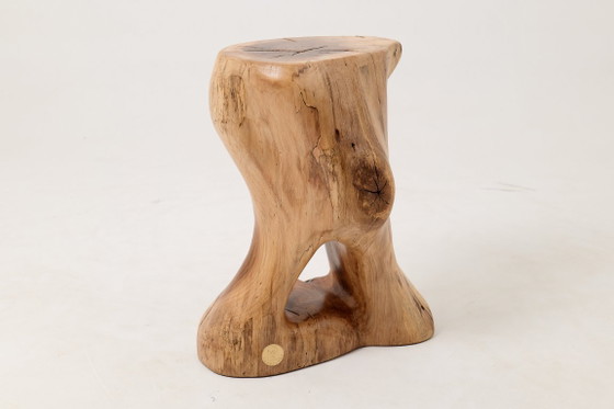 Image 1 of Sculptural Stool/Side Table, Walnut, Carved, Unique, Logniture