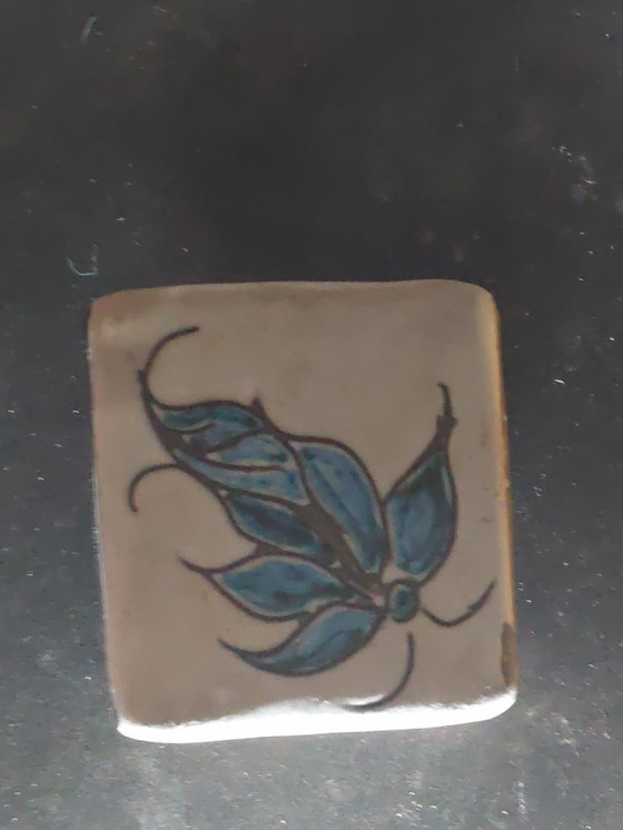 Image 1 of Pot bleu et vide-poche vert signés Alain Maunier années 50