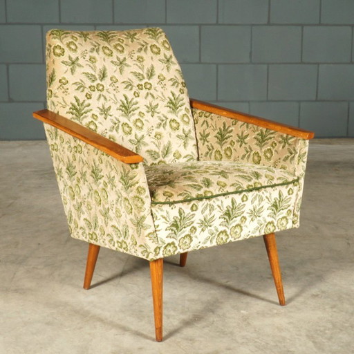 Fauteuils club vintage – Velours à motif feuilles – Années 1960 – Velvet