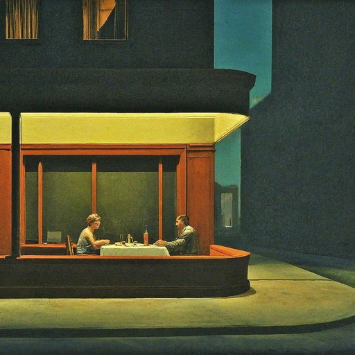 Edward Hopper--Late Night Dinner for Two (sur toile)
