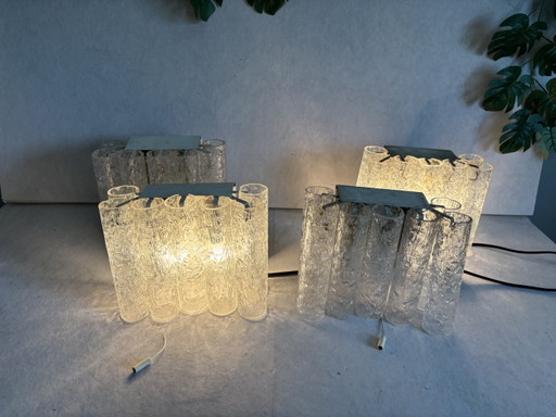 Ensemble d'appliques vintage Doria Leuchten, tubes en verre glacé, 1960