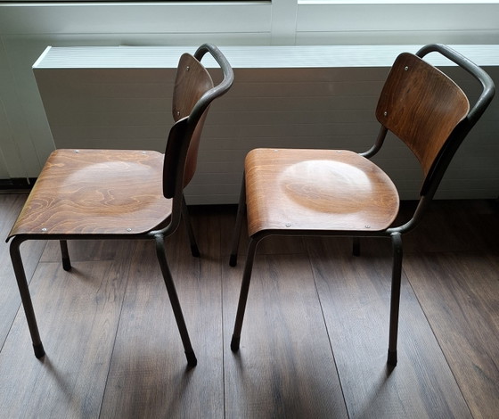 2 Original Vintage Gispen 106 TU Delft Chairs from the 1960s. – Dining chairs, Metal, Wood (photo 7 of 8)