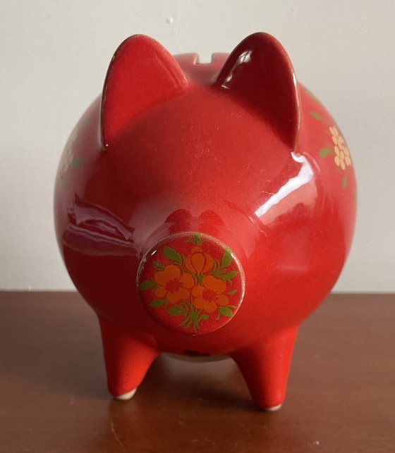 Image 1 of Waechtersbach - Tirelire cochon vintage en faïence rouge