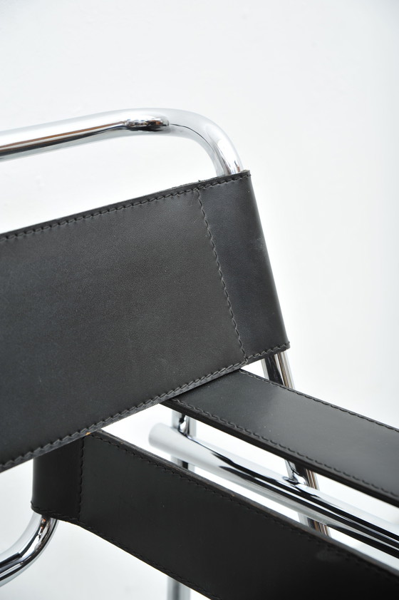 Image 1 of Wassily Armchair B3 Tubular Steel And Leather By Marcel Breuer Bauhaus Design 1925