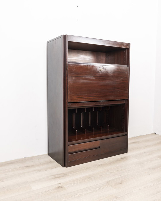 Image 1 of Vintage 1960S Wooden Highboard Sideboard Designed By Mangiarotti For Molteni