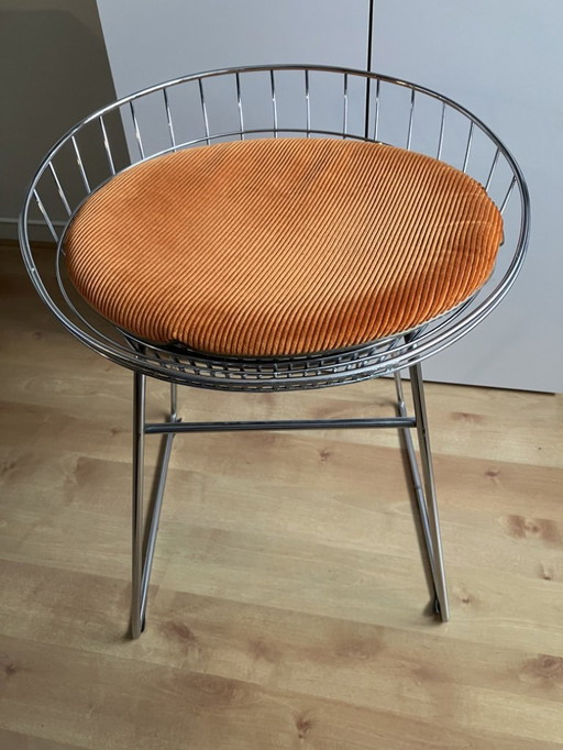 Chaise en fil de fer chromée Pastoe