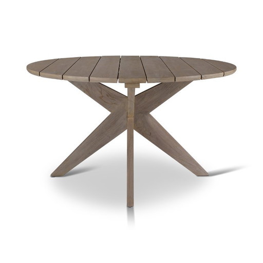 Table ronde en teck gris