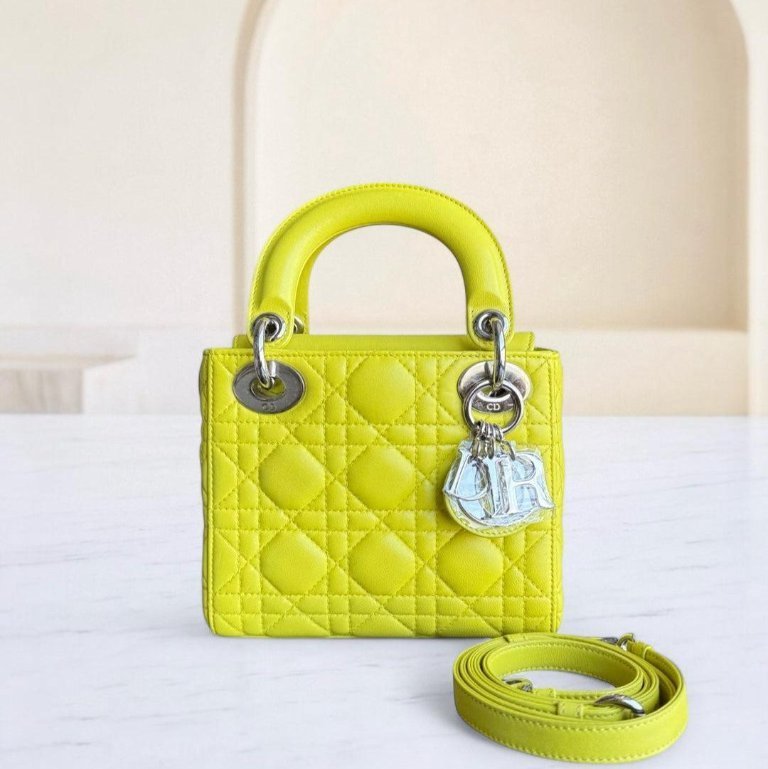 DIOR LADY MINI - CANNAGE LAMBSKIN YELLOW | Top handle bags second