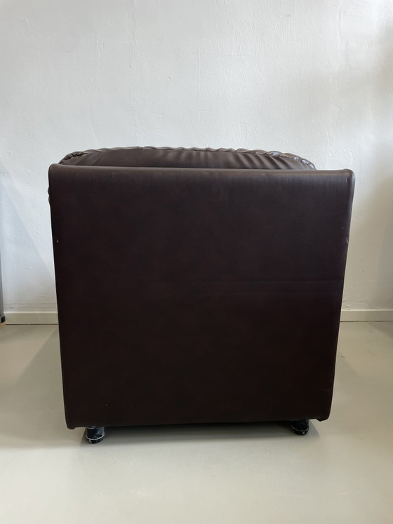 Image 1 of Mid-century bruin leren fauteuil