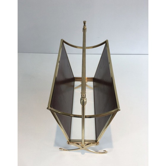 Image 1 of Vintage brass and neoclassical mahogany magazine rack for the Jansen house, 1940