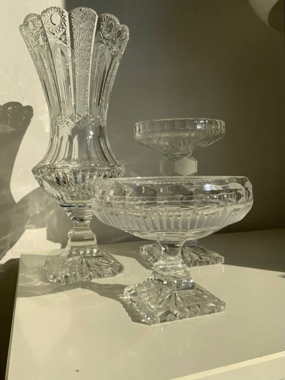 Image 1 of Raro set di 3 oggetti in cristallo di Boemia – Periodo storicista (circa 1880-1890)