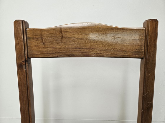 Image 1 of Beuken eetkamerstoelen met geometrische zitting uit 1950