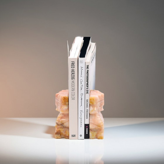 Image 1 of Aztec Onyx Bookends – Authentic Hand-Carved Mexican Stone Art (Set of 2)