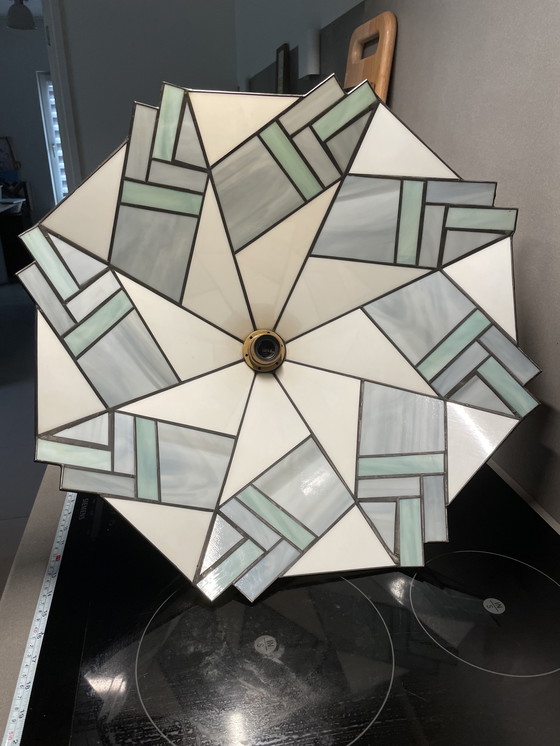 Image 1 of Lampada da soffitto in stile Tiffany | Vetrata geometrica | Look Art Deco