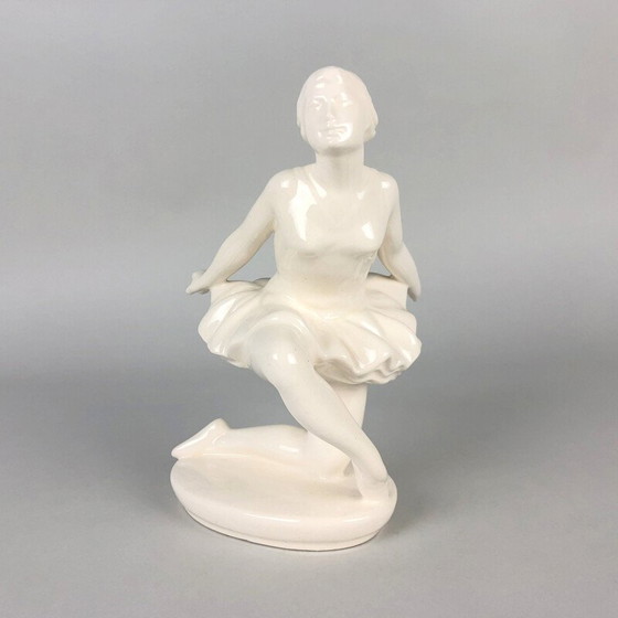 Image 1 of Vintage glazed ceramic sculpture of a Jihokera ballerina, Czechoslovakia 1960