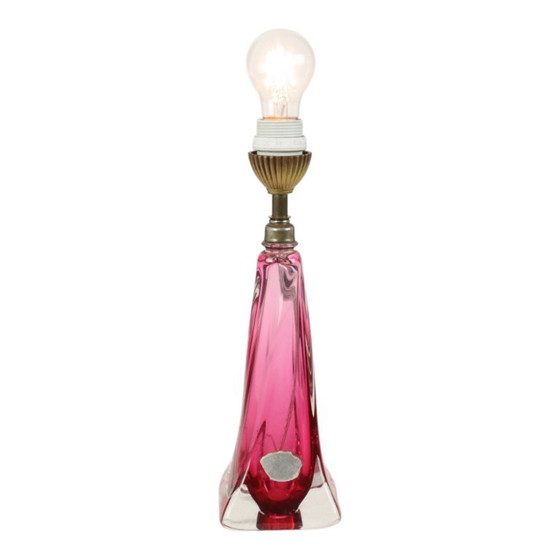 Purple Pink Crystal Table Lamp Val Saint Lambert Sixties – Glass (photo 13 of 13)